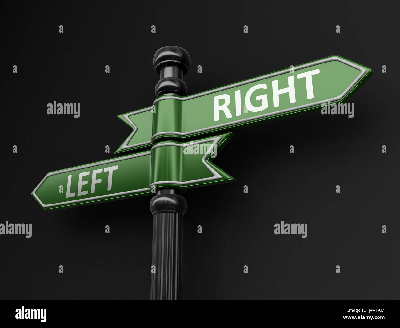 Right and left pointers on signpost. Image with clipping path Stock Photo