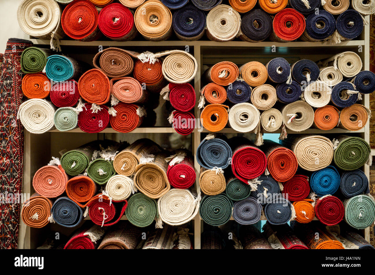 Jaipur, India Rolled up traditional oriental rugs Stock Photo Alamy