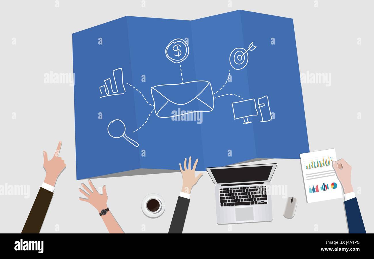 email newsletter marketing concept illustration with mail envelope and ...