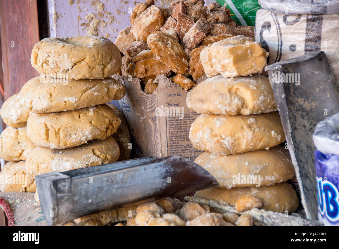 Johri Bazaar; Jaggery sweets piled up in Jaipur, India Stock Photo Alamy