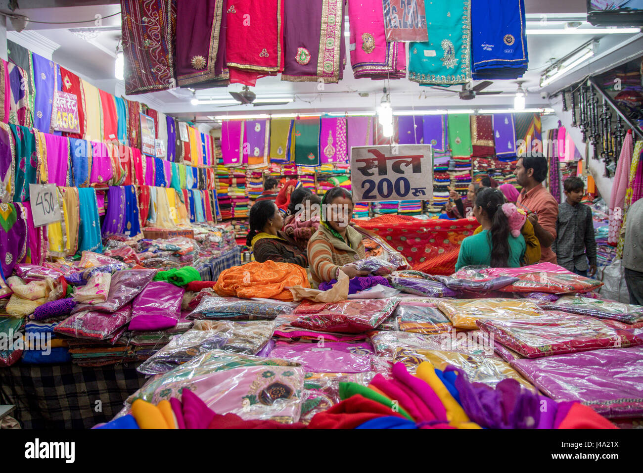 Johri Bazaar; Indian people shopping in marketplace in Jaipur, India