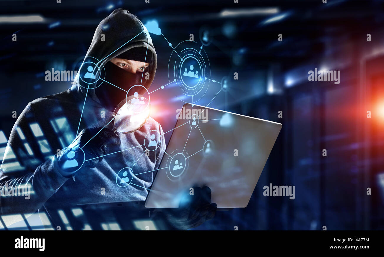 Networking Crime Network security and privacy crime. Mixed media Stock Photo - Alamy