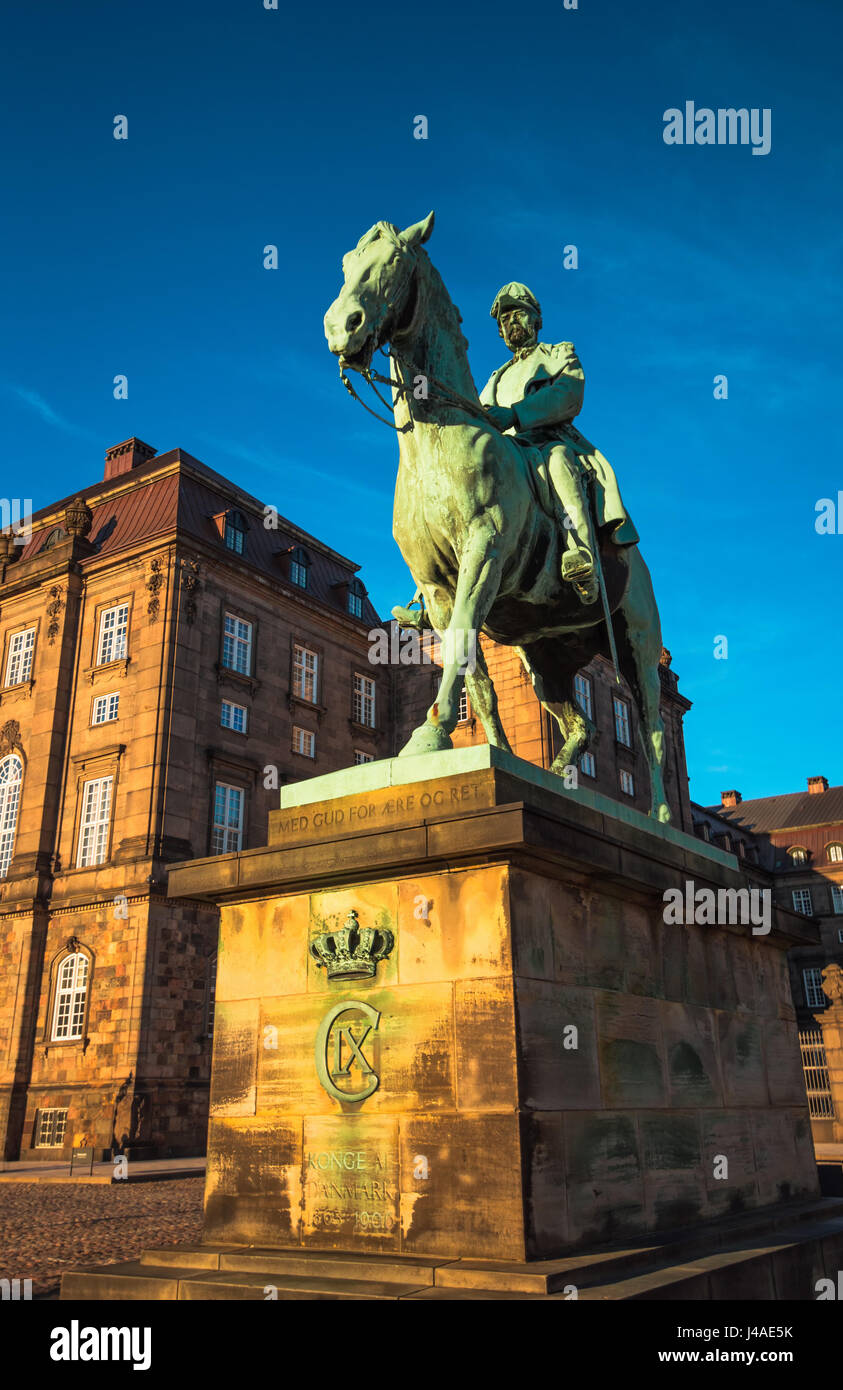 Equestrian statue of King Christian the 9th Copenhagen Denmark Inside the Danish Parliament Christiansborg palace Stock Photo