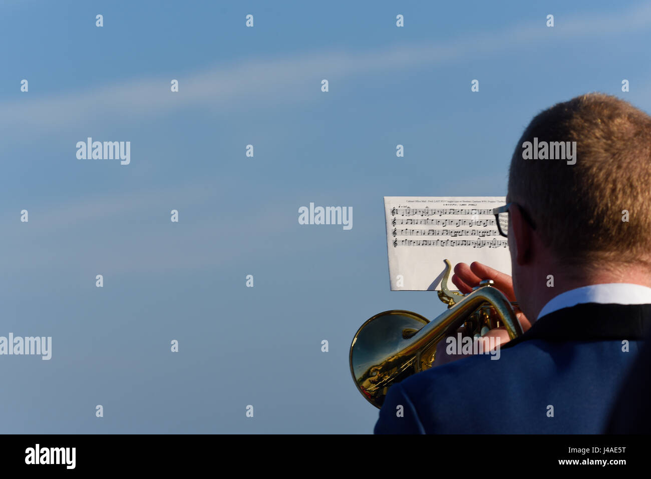 The Last Post being played on a bugle at the site of the Poppies Wave