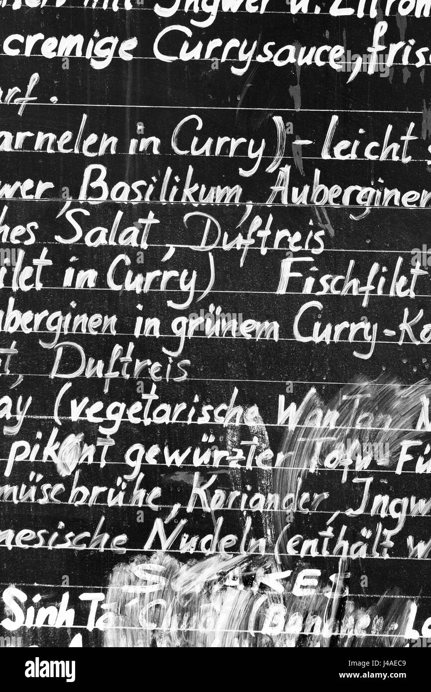 Cafe handwritten chalkboard in Berlin, Germany. Stock Photo