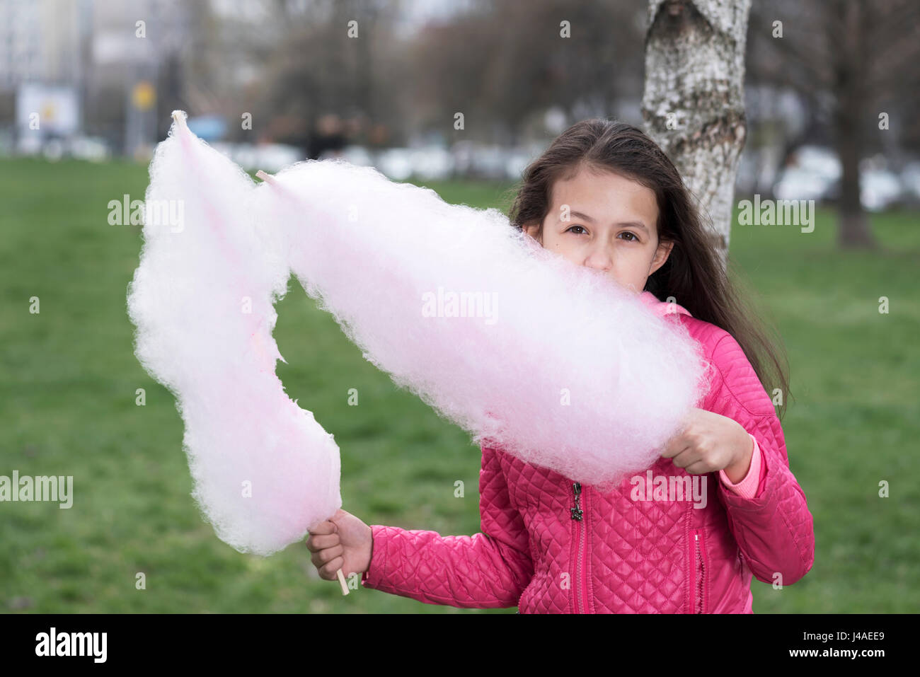 Candy floss in the park Stock Photo