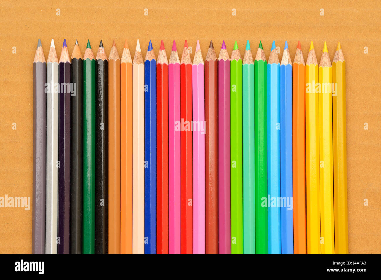 Top View of Colored Pencils Stock Photo
