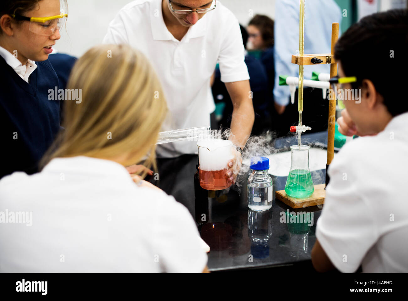 Group of students laboratory lab in science classroom Stock Photo Alamy