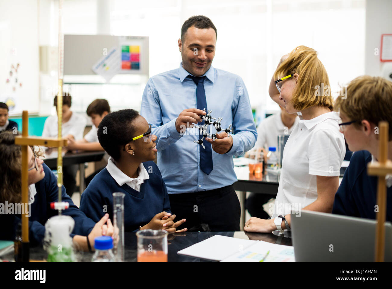 Science Group Group of students laboratory lab in science classroom Stock Photo - Alamy
