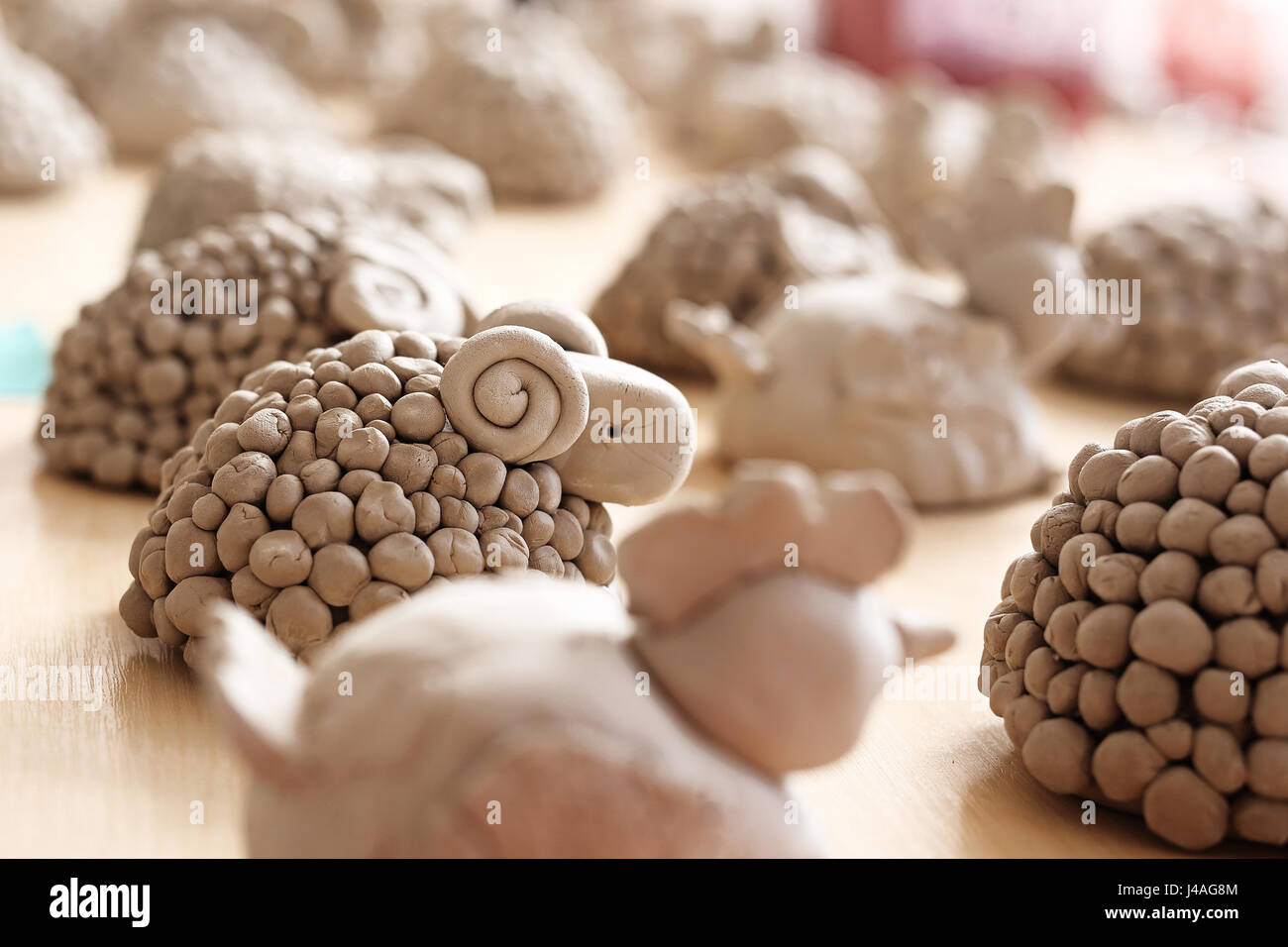 of artistic ceramics. Burning pottery in the oven. Clay Stock