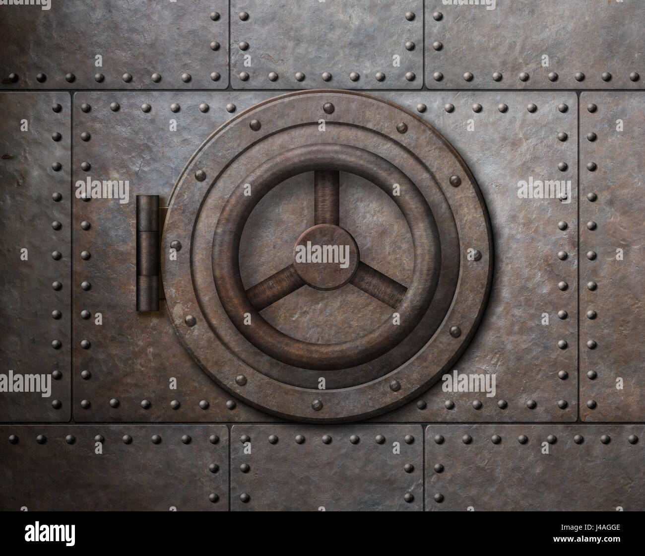 Rusty metal safe door 3d illustration Stock Photo