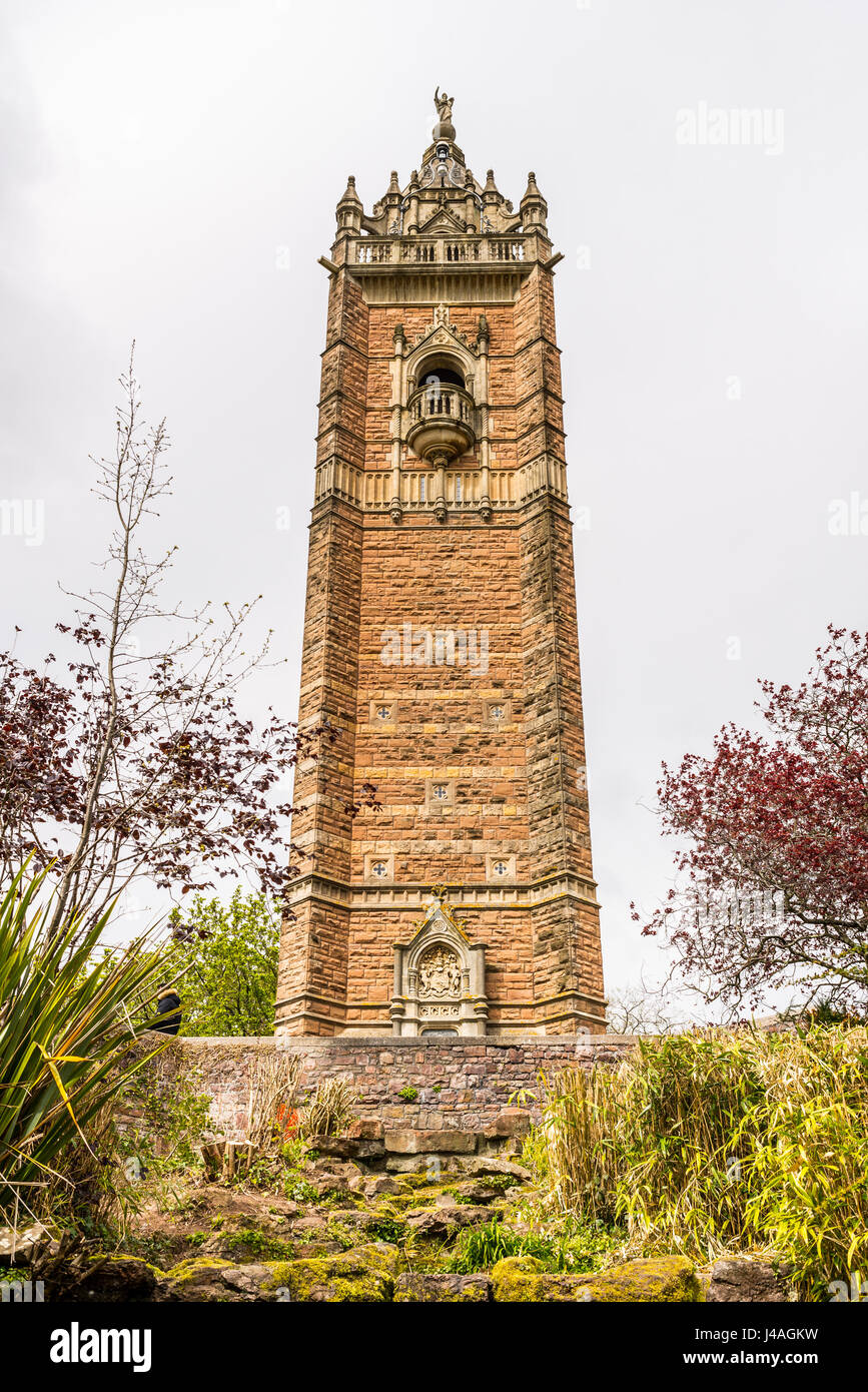 Cabot Tower viewed from below, Brandon Hill Bristol Avon England UK. A century-old 105ft tower, set in the gorgeous parkland of Brandon Hill near Park Stock Photo