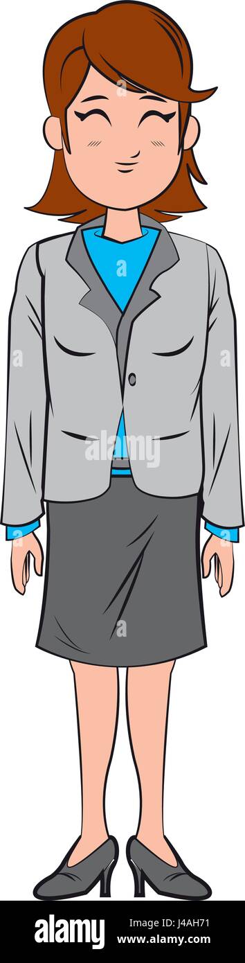 cartoon character businesswoman standing with formal clothes Stock Vector