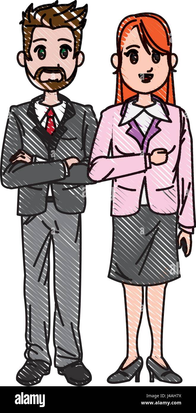 drawing man and woman business people work Stock Vector Image & Art - Alamy
