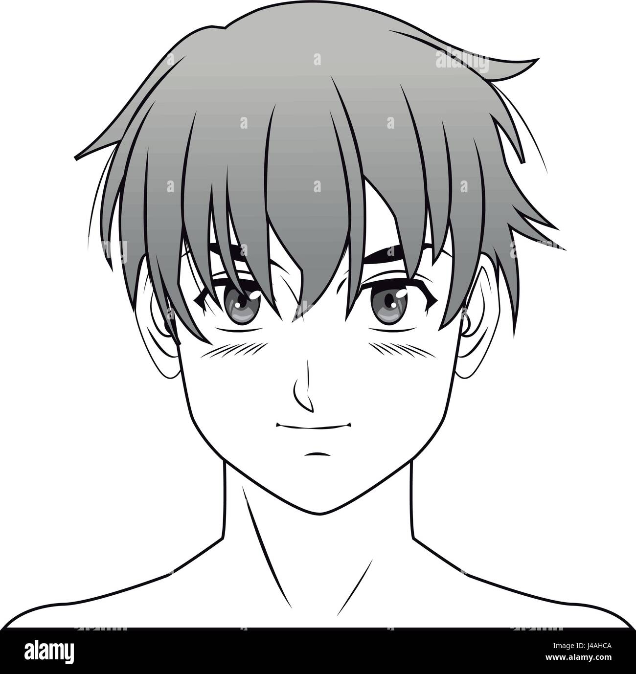 Anime Manga Boy Expressions Eyes Set. Japanese Cartoon Style Stock