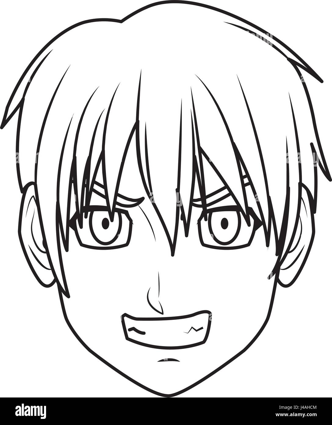 young guy. anime boy character japanese line Stock Vector Image & Art -  Alamy