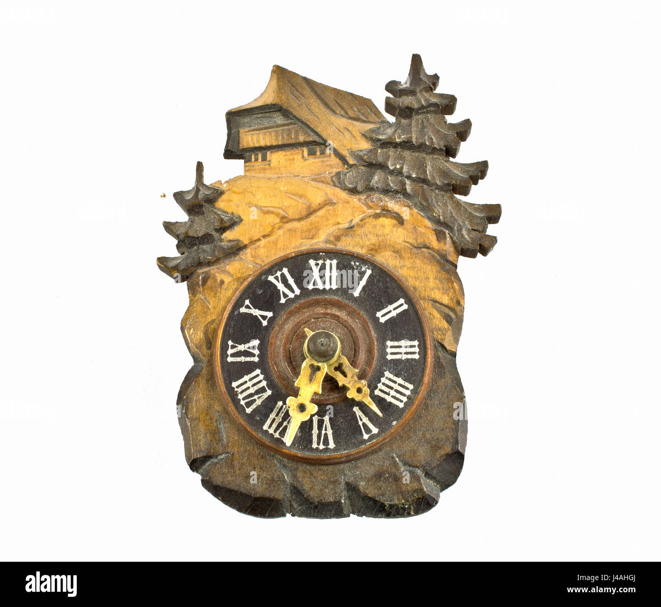 Antique Wooden Cuckoo Clock on White Background Stock Photo Alamy