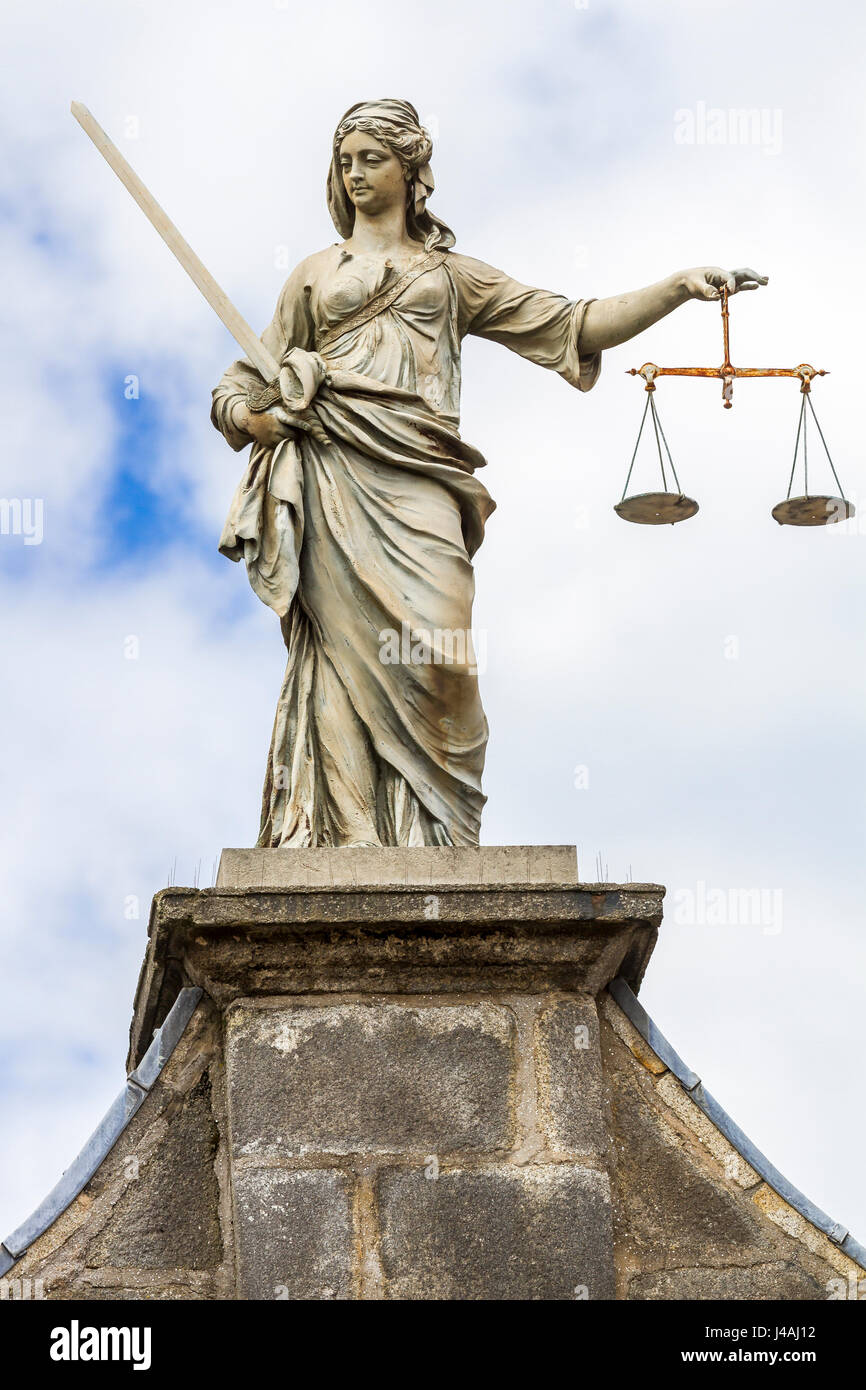 Statue of Lady Justice on gate of justice/Cork Hill Gate at Dublin