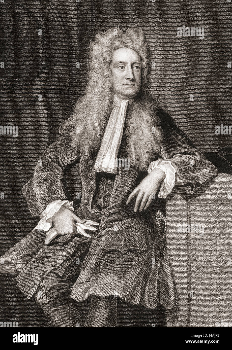 Sir Isaac Newton, 1642 - 1727.  English physicist and mathematical scientist. Stock Photo