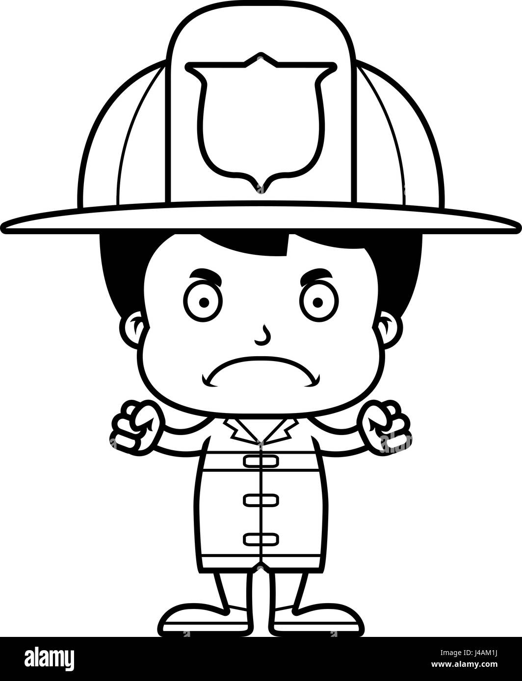 A cartoon firefighter boy looking angry Stock Vector Image & Art - Alamy