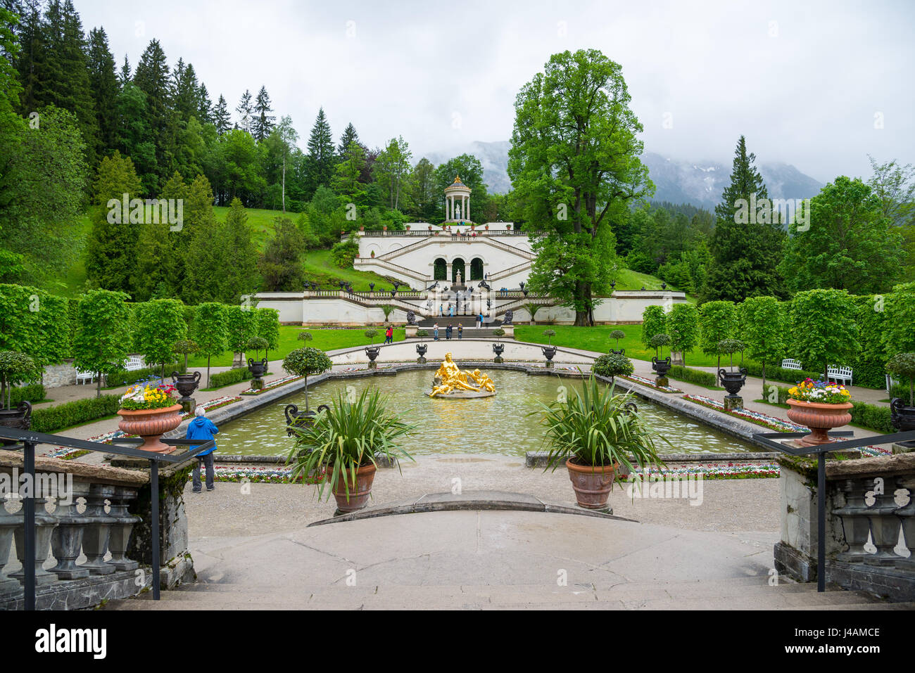 Ettal, Germany - June 5, 2016: Linderhof Palace in Baviera, Germany, one of the castles of former king Ludwig II. Stock Photo