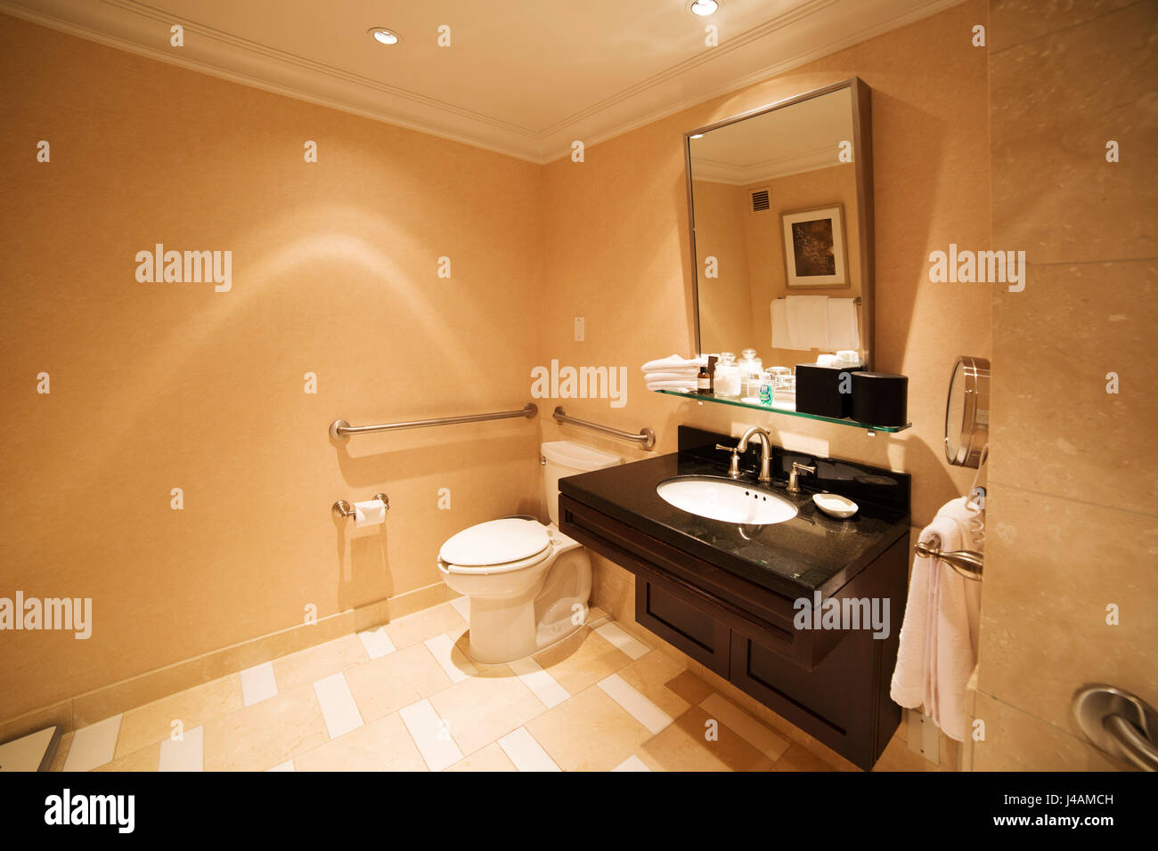 Wash basin at the Fairmont Vancouver Hotel in Vancouver, Canada. The luxury hotel was opened in 1939  by King George VI and Queen Elizabeth. Stock Photo