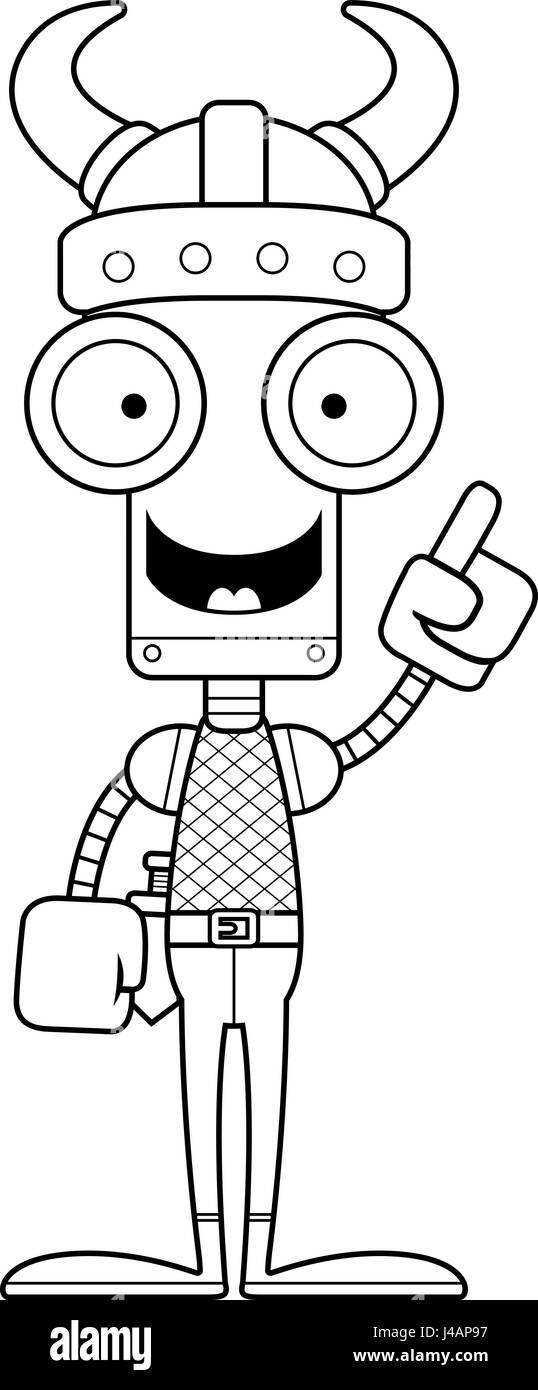 A cartoon Viking robot with an idea. Stock Vector