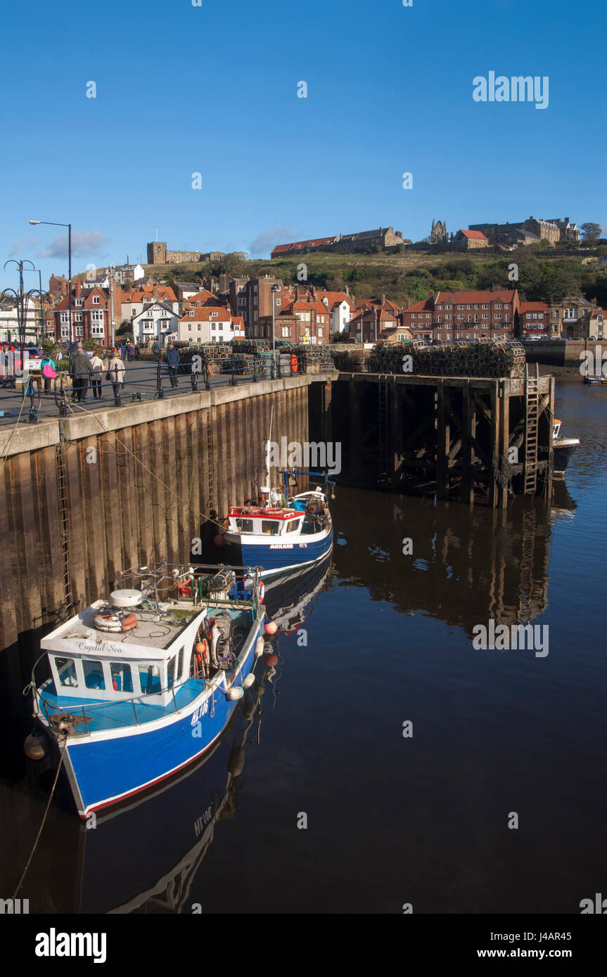 The seaside town of Whitby with the Gothic Whitby Abbey on the hilltop