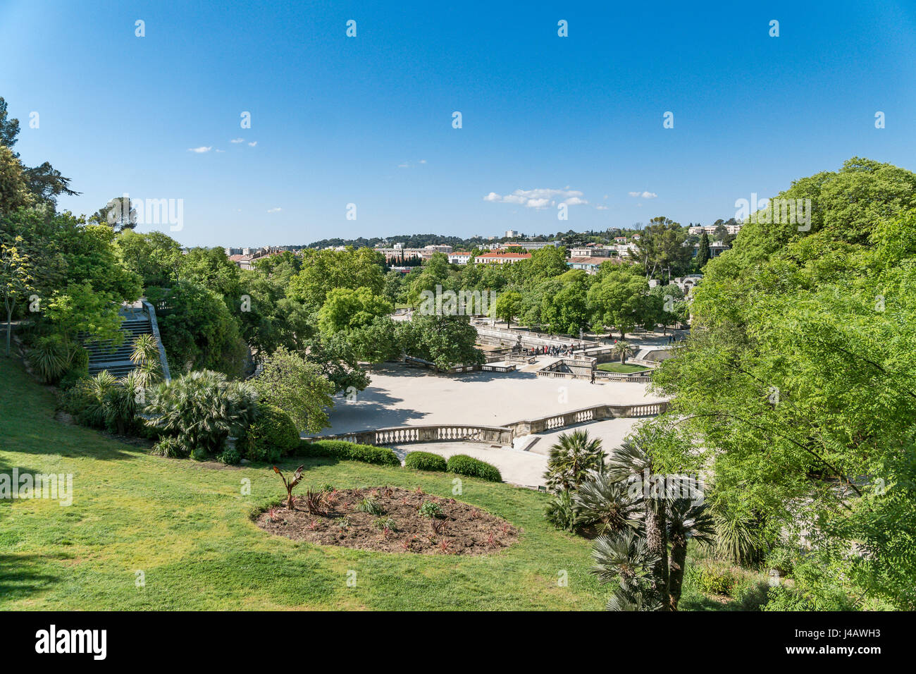 Jardin de la Fontaine, situated in Nimes France Stock Photo
