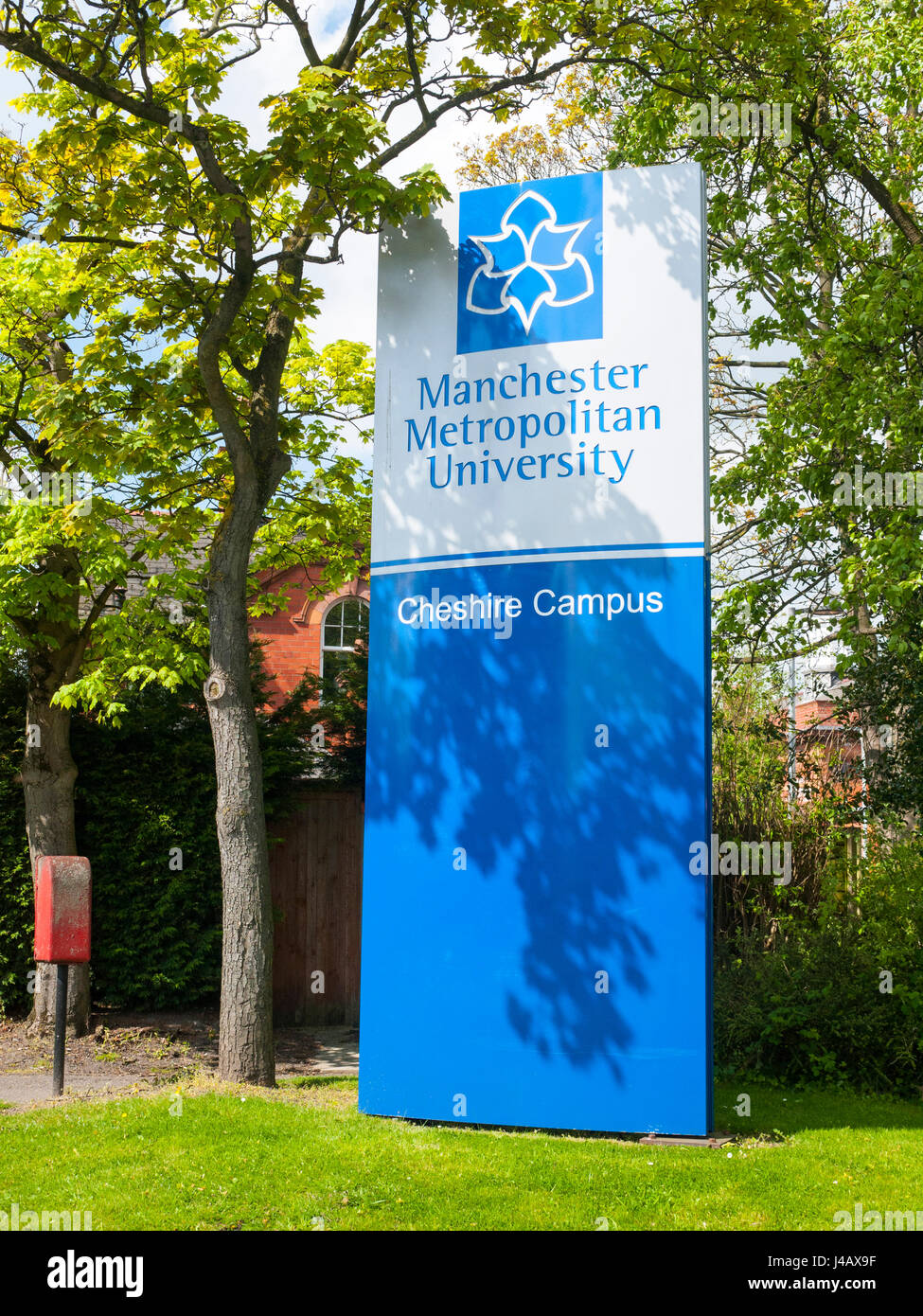 Manchester Metropolitan University Cheshire Campus sign in Crewe UK Stock Photo