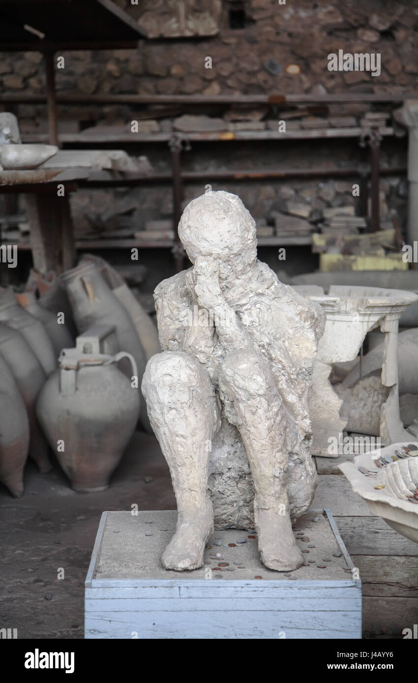 Plaster cast of Pompeii victim, Campania, Italy. Stock Photo