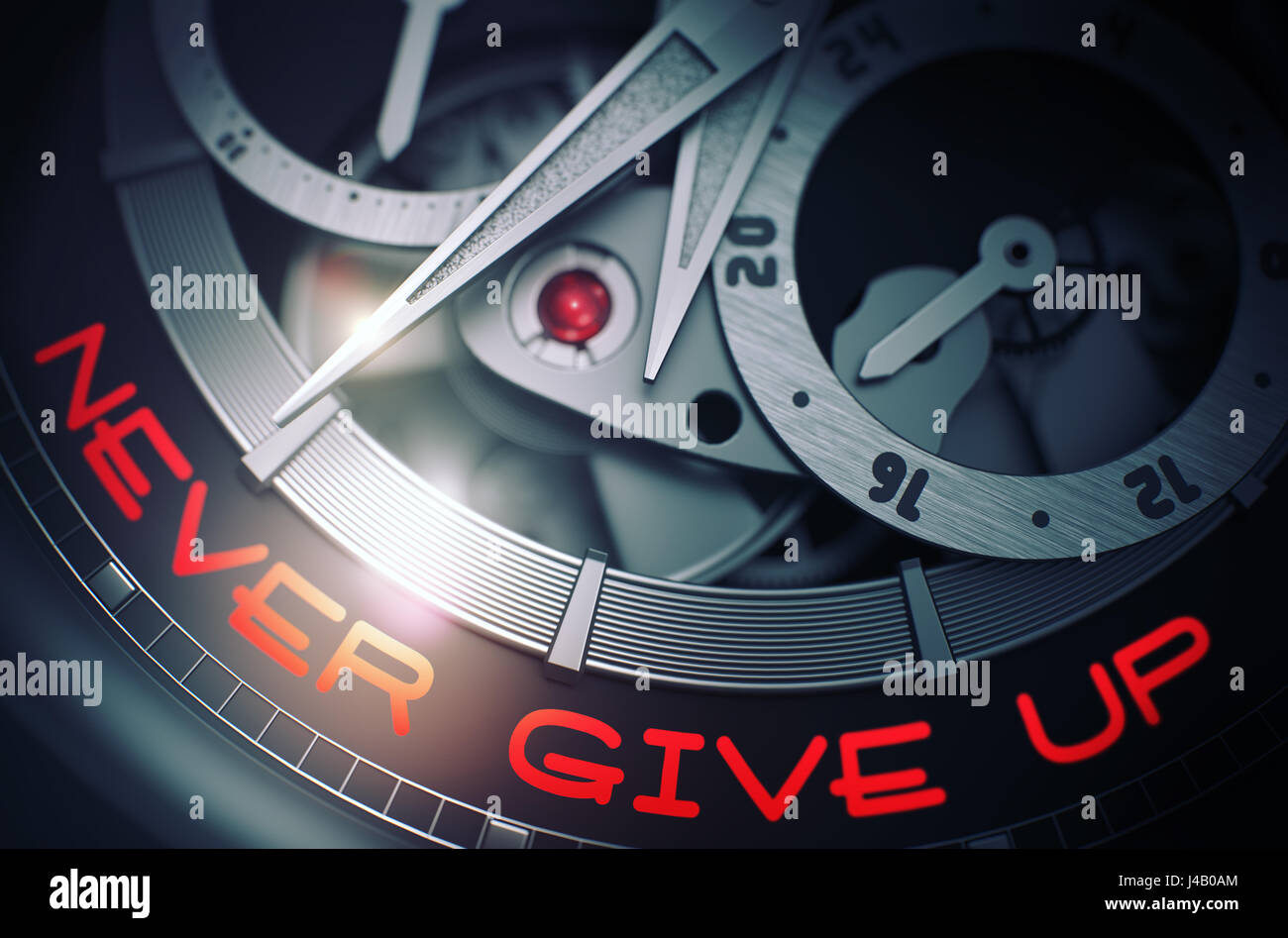 Never Give Up on the Luxury Pocket Watch Mechanism. 3D. Stock Photo