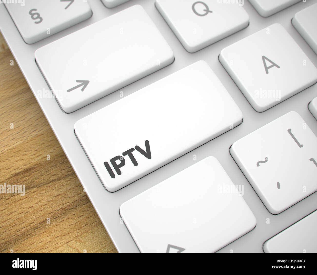 IPTV - Inscription on White Keyboard Button. 3D. Stock Photo