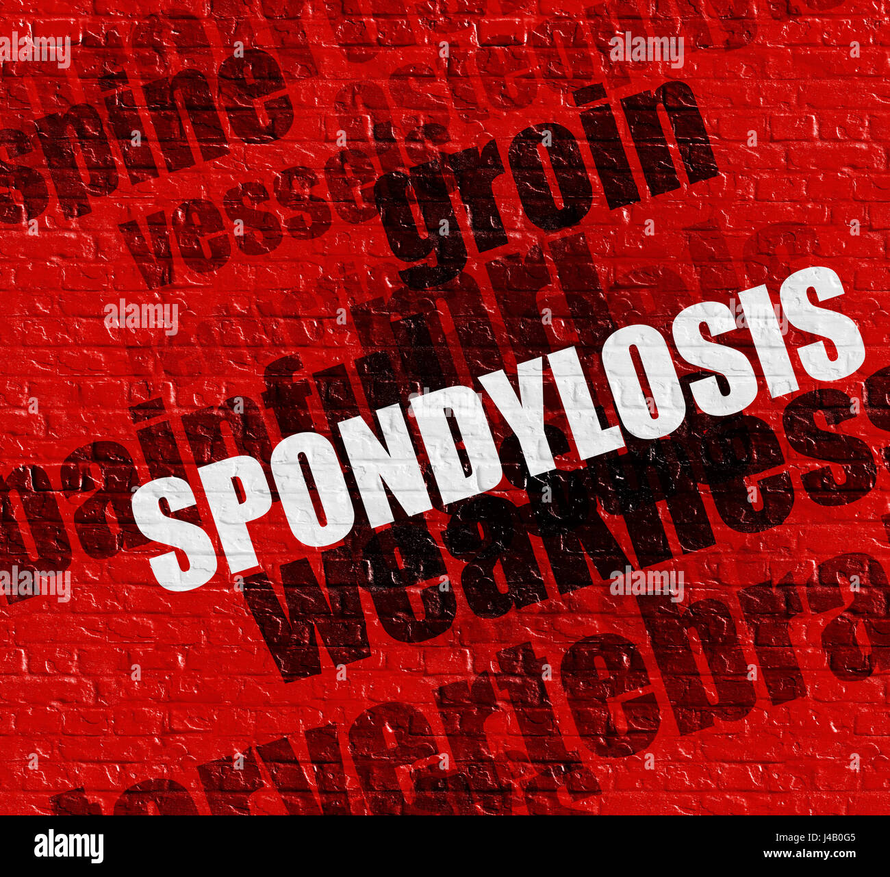 Modern health concept: Spondylosis on Red Brickwall . Stock Photo