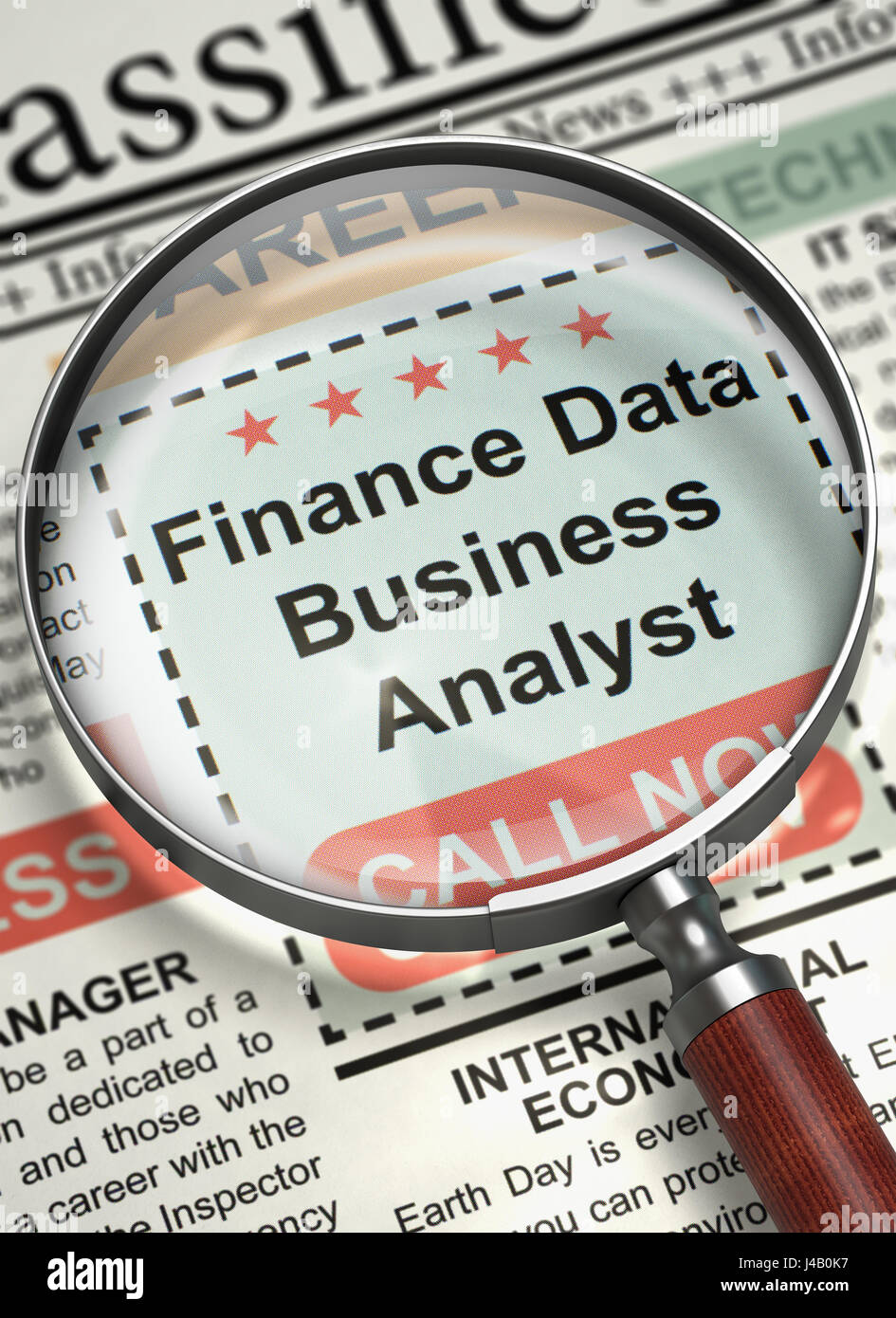 Finance Data Business Analyst Hiring Now. 3D. Stock Photo
