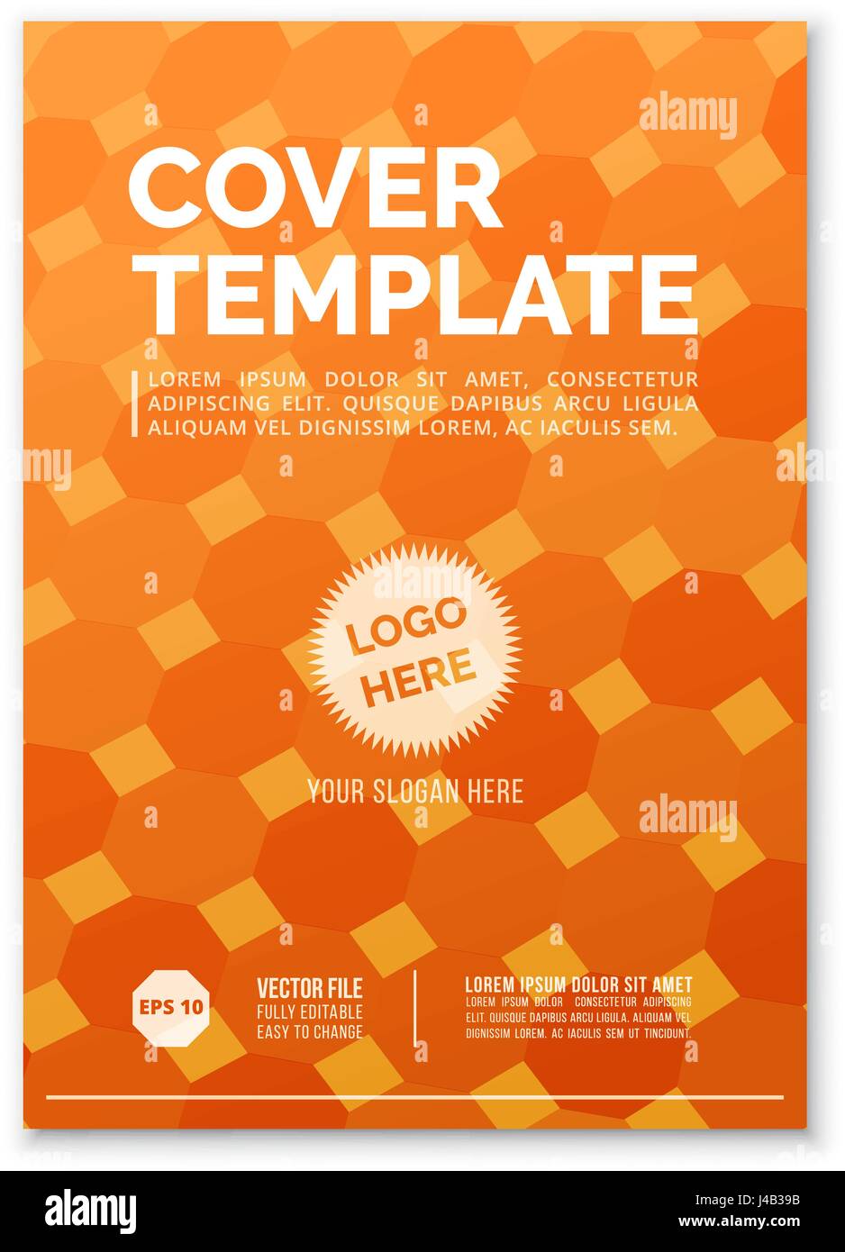 cover design template in a4 size orange square grid annual report