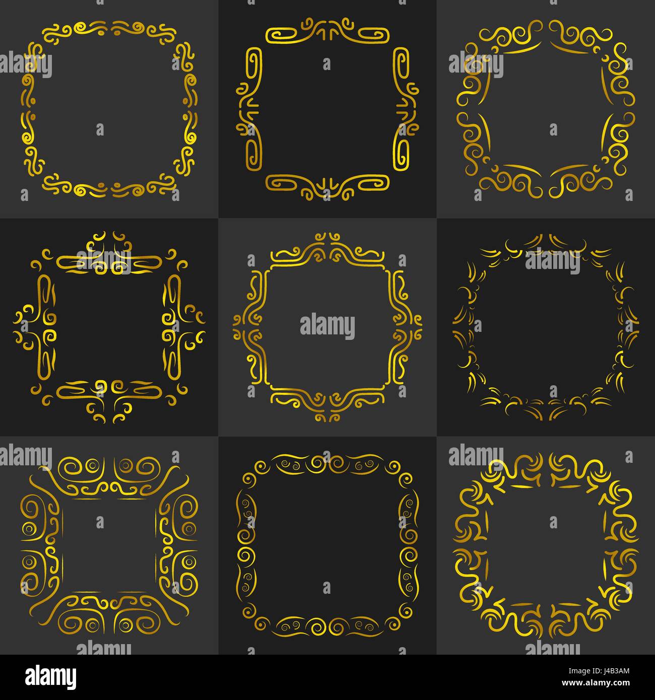 Golden Vintage frame decoration set Stock Vector Image & Art - Alamy