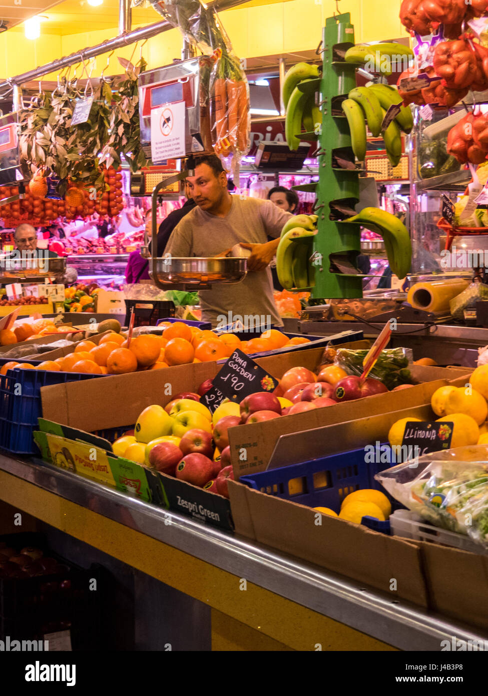 a fresh fruit and vegetable store in Santa Caterina Market, barcelona
