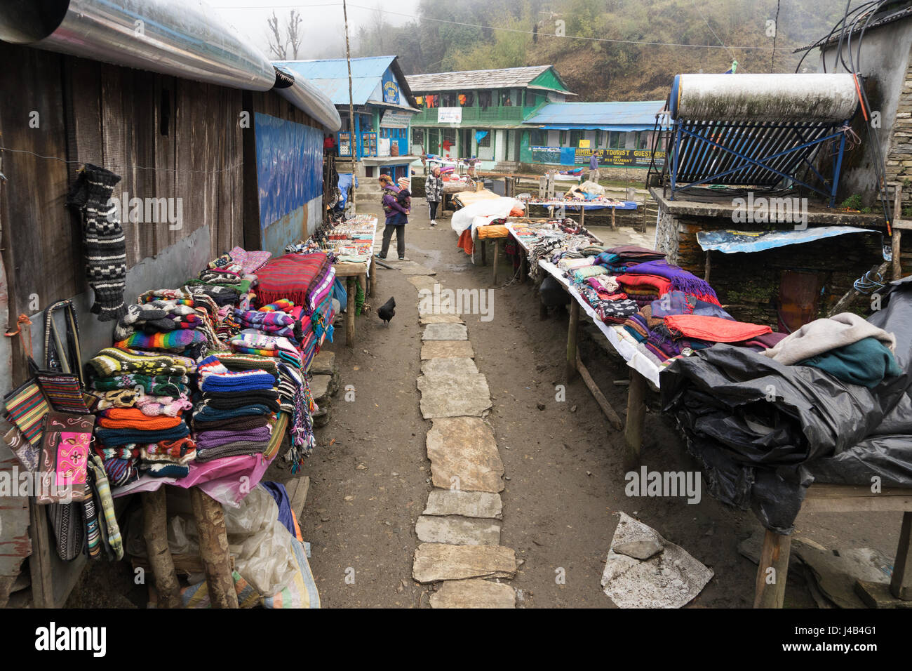 Nepalese handicraft for sale in Tadapani, Annapurna region. Stock Photo