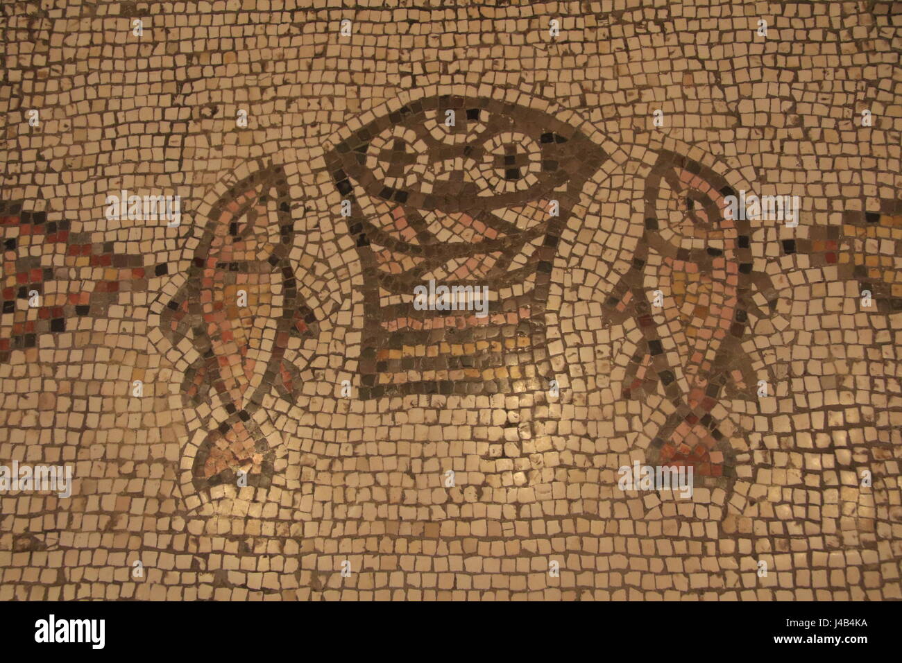 Israel, Sea of Galilee, the Byzantine mosaic at the Church of the
