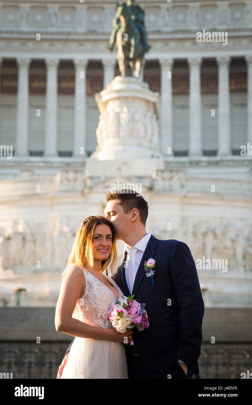 Bride And Groom Wedding Poses In Front Of Altar Of The Fatherland