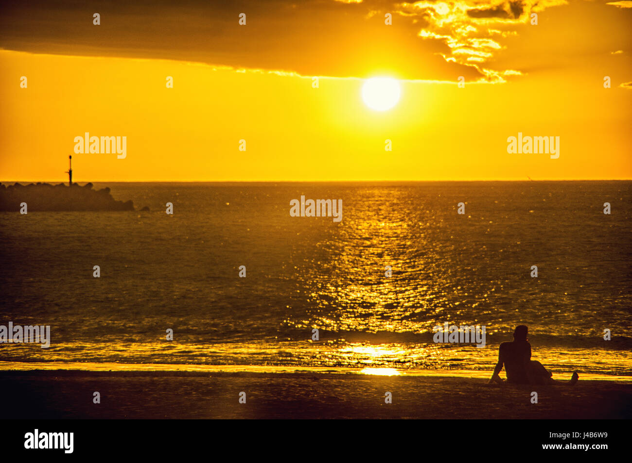 A sunset on the beach of San Juan del Sur, Nicaragua Stock Photo