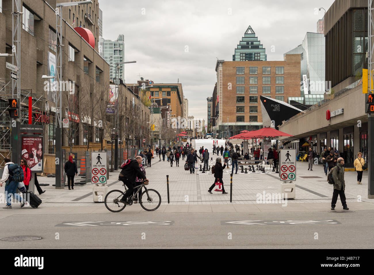 Saint Catherine Street Montreal Canada Crowd Of People Walking On