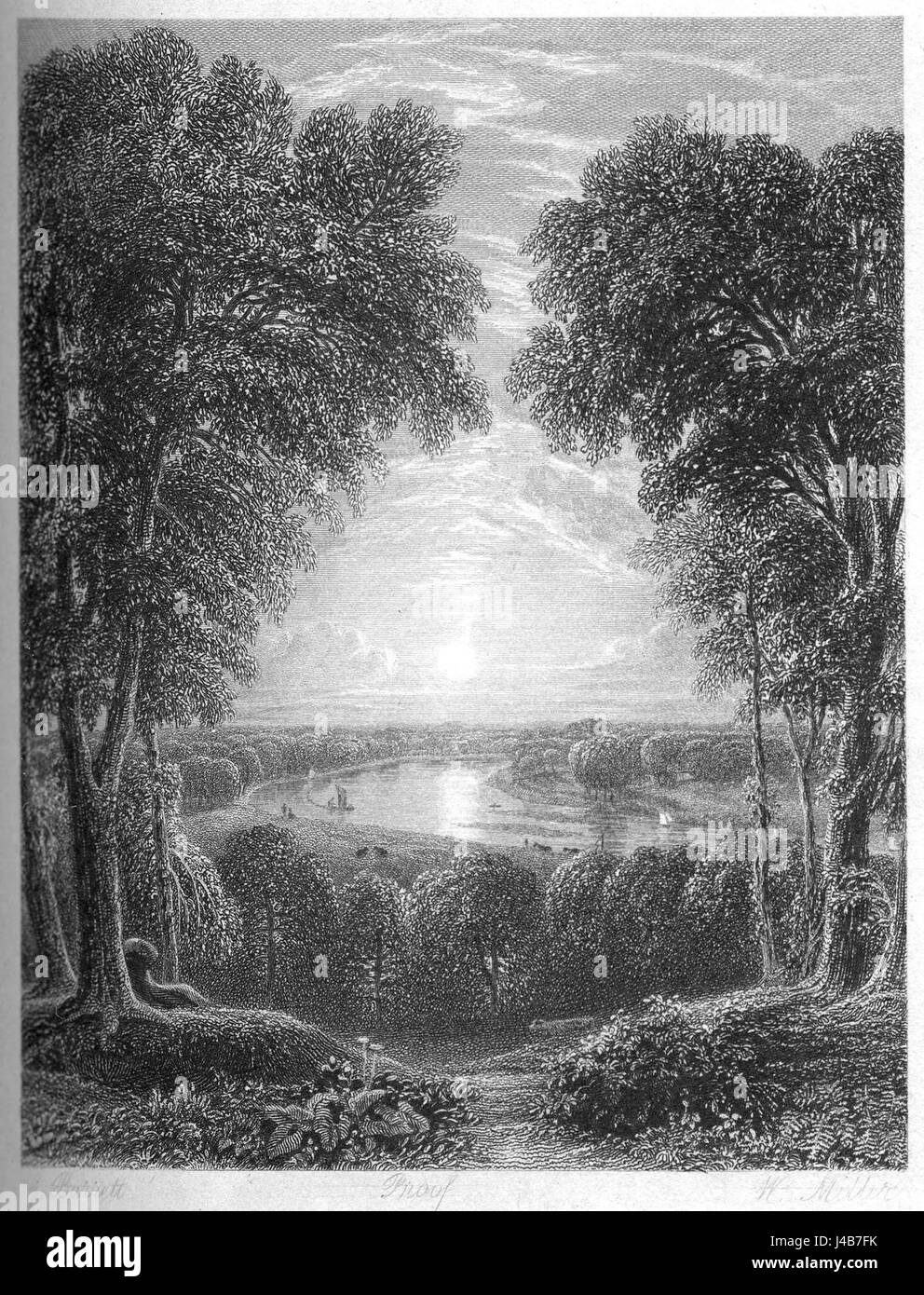 Richmond Hill engraving by William Miller after G Barrett Stock Photo