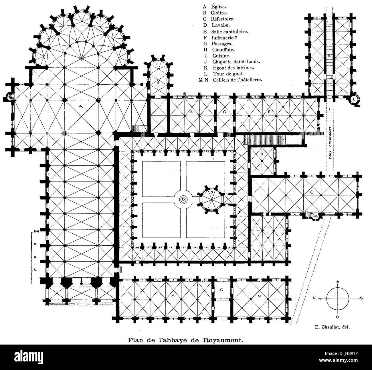 Plan de l'abbaye de Royaumont Stock Photo - Alamy