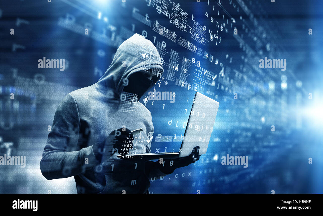 Network security and privacy crime. Mixed media Stock Photo