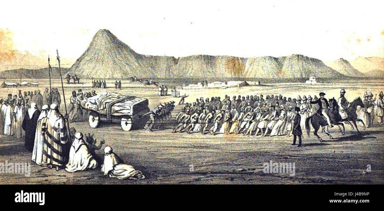 Procession of the bull beneath the mound of Nimrud Stock Photo