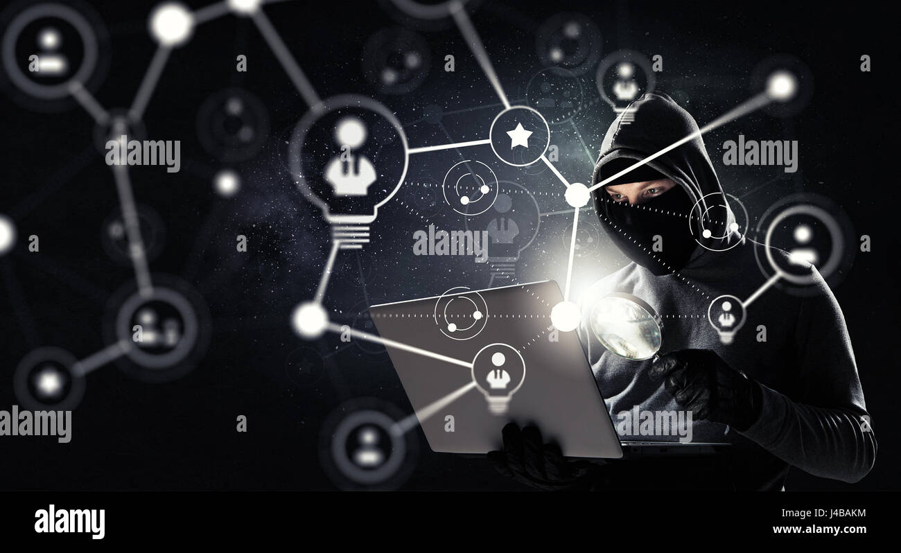 Criminal Using Network Network security and privacy crime. Mixed media Stock Photo - Alamy