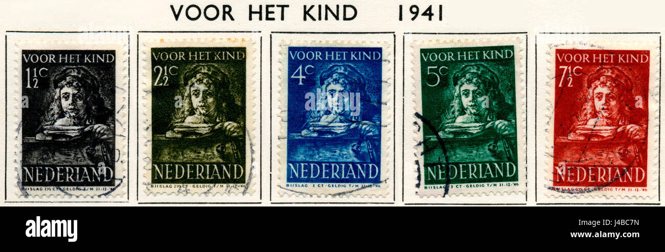 Postzegel NL 1941 nr397 401 Stock Photo