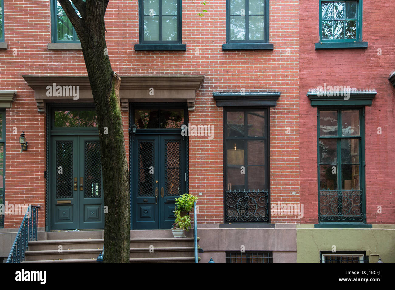 Old apartment buildings in Greenwich Village, New York City Stock Photo